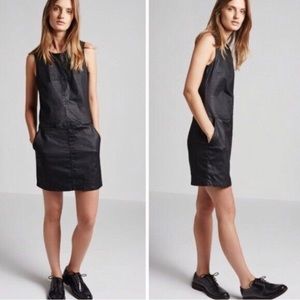 Current Elliott The Shift Dress, Black Coated Denim, Size 1 US 2-4